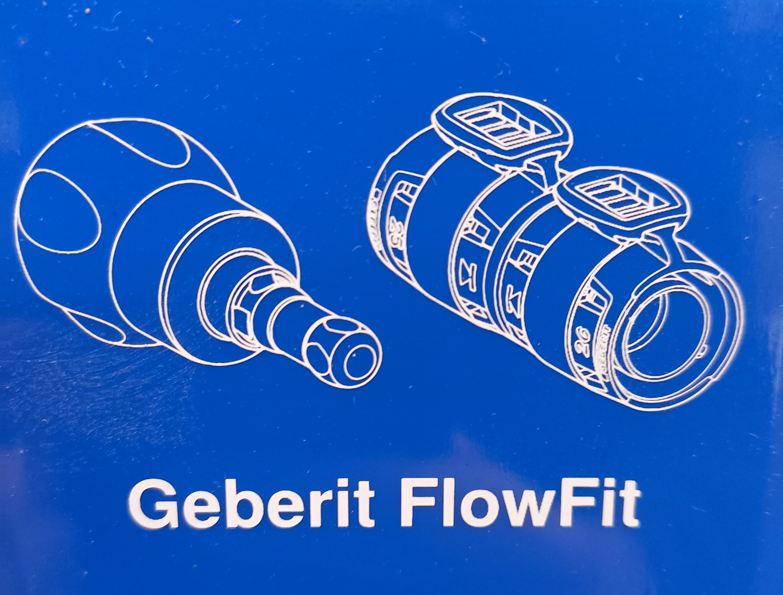 Aufschrift Geberit FlowFit, zeichnung von Pressfittings